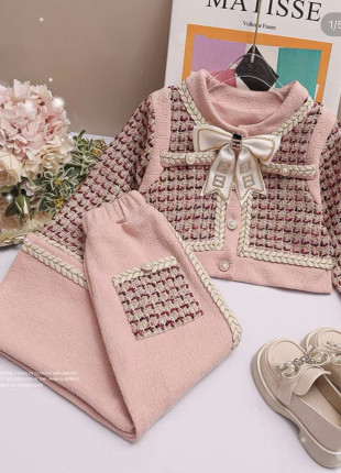 Костюм дитячий (піджак + штани) MinGxiTongyi 104-110 см Рожевий