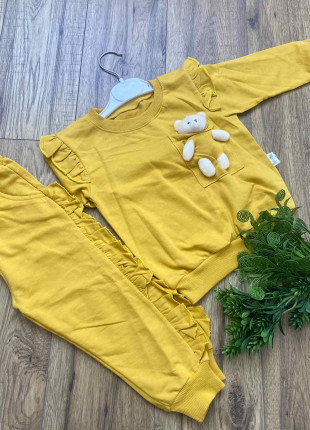 Комплект для дівчинки (худі + штани) Murat Baby Ведмедик 2 роки 92 см Жовтий