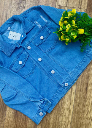 Куртка джинсова детская MOMODO Букет 122-128 см Блакитна