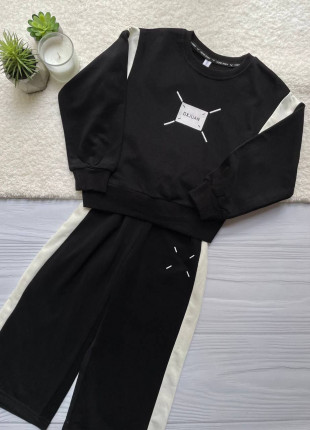 Комплект (світшот + штани) XINXINYU 98-104 см Чорний/Молочний