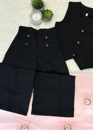 Костюм для дівчинки (жилет + штани) SMALL Fashiongirl 134 см Чорний