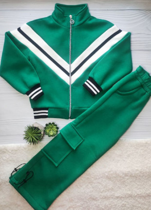 Спортивний костюм дитячий (кофта + штани) Kotok 128 см Зелений