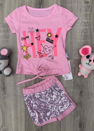 Комплект дитячий (футболка + шорти) Baby Lux HEY 92 см Рожевий
