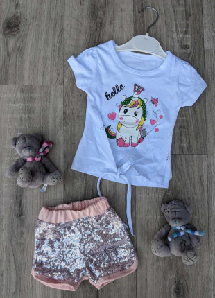 Комплект дитячий (футболка + шорти) Baby Lux Hello 74 см Білий