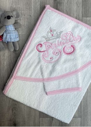 Рушник для купання дівчинки Ramel Princess 75 х 80 см Біло-рожевий