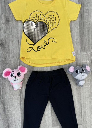 Комплект (футболка + бриджі) Babydoss Love 6 місяців 68 см Жовтий/Чорний