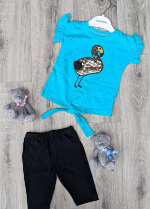 Комплект (футболка + бриджі) Babydoss Ківі 6 місяців 68 см Блакитний/Чорний