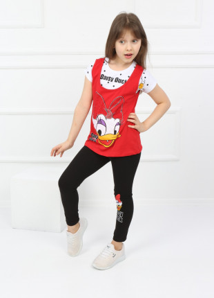 Комплект (футболка+майка+лосини) TRG Kids Daisy Duck 104 см Білий/Червоний/Чорний