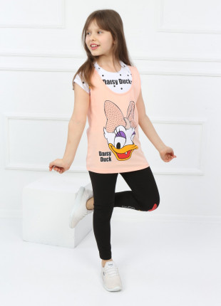 Комплект (футболка + майка + лосини) TRG Kids Daisy Duck 104 см Білий/Персиковий/Чорний