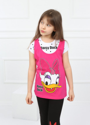 Комплект (футболка + майка + лосини) TRG Kids Daisy Duck 104 см Білий/Малиновий/Чорний