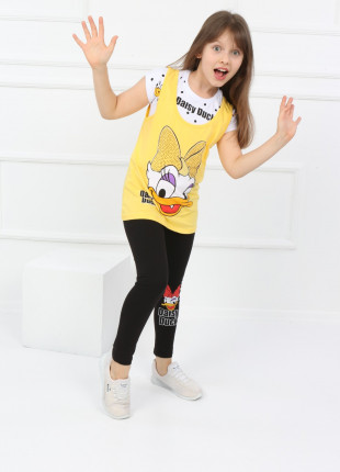 Комплект (футболка + майка + лосини) TRG Kids Daisy Duck 104 см Білий/Жовтий/Чорний