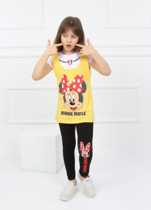 Комплект (футболка + майка + лосини) TRG Kids Minnie Mouse 104 см Білий/Жовтий/Чорний