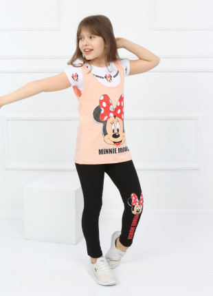 Комплект (футболка + майка + лосини) TRG Kids Minnie Mouse 104 см Білий/Персиковий/Чорний