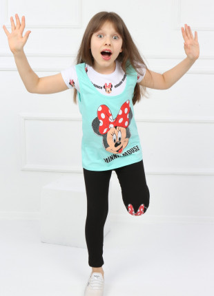 Комплект (футболка + майка + лосини) TRG Kids Minnie 104 см Білий/Бірюзовий/Чорний