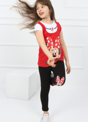 Комплект (футболка + майка + лосини) TRG Kids Minnie 104 см Червоний/Білий/Чорний