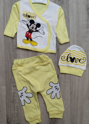 Комплект дитячий (льоля + штанці + шапочка) Findik Mickey 62 см Жовтий