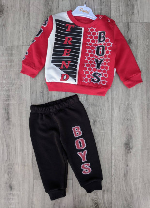 Комплект дитячий (світшот + штанці) Pepelino Trend Boys 68 см Червоний/Чорний