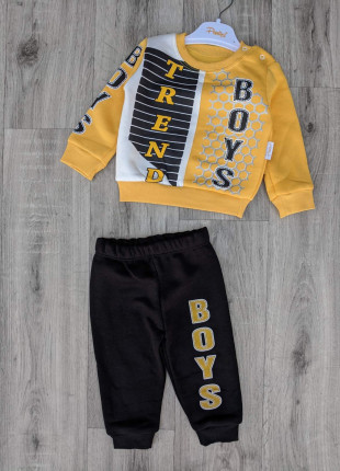 Комплект дитячий (світшот + штанці) Pepelino Trend Boys 68 см Жовтий/Чорний