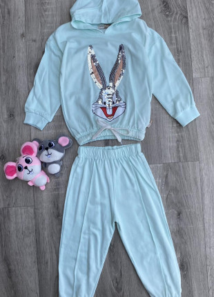 Комплект дитячий (світшот + штани) Babydoss Bugs Bunny 98 см Бірюзовий