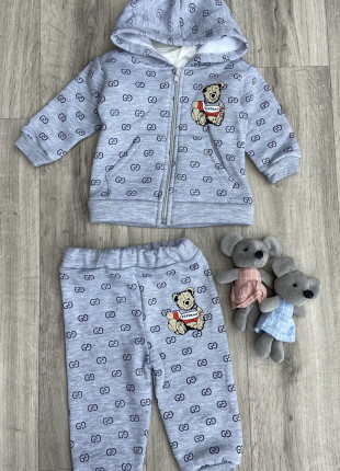 Комплект (кофта на блискавці + штанці) Murat Baby Ведмедик 74 см Сірий