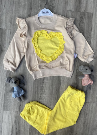 Комплект (світшот + штани) Murat Baby Серце 98 см Жовтий/Бежевий