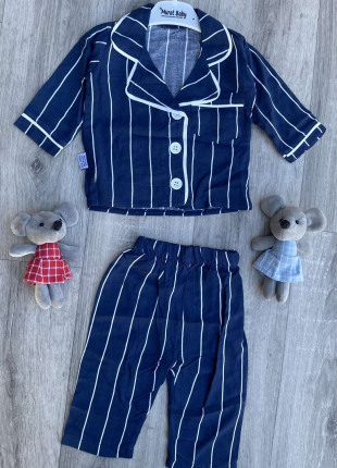 Піжама дитяча (сорочка + штанці) Murat Baby Смужка 68 см Синя