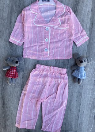 Піжама дитяча (сорочка + штанці) Murat Baby Смужка 68 см Рожева