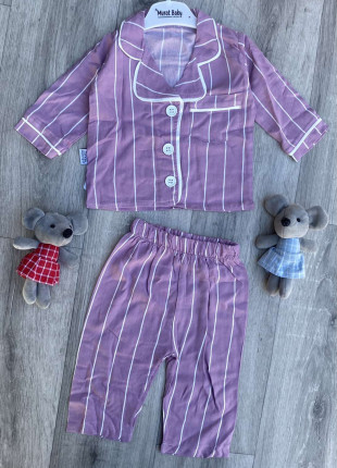 Піжама дитяча (сорочка + штанці) Murat Baby Смужка 68 см Бузкова