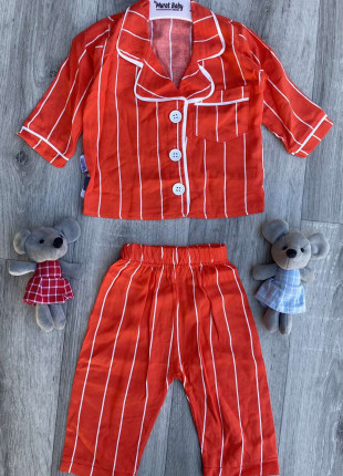 Піжама дитяча (сорочка + штанці) Murat Baby Смужка 68 см Червона