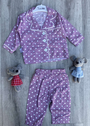 Піжама дитяча (сорочка + штанці) Murat Baby Горошок 68 см Бузкова