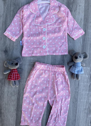 Піжама дитяча (сорочка + штанці) Murat Baby Горошок 68 см Рожева