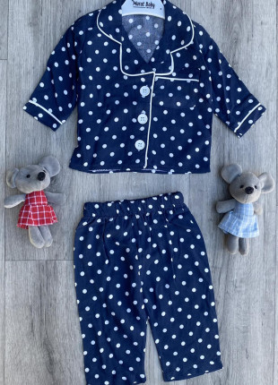 Піжама дитяча (сорочка + штанці) Murat Baby Горошок 68 см Синя