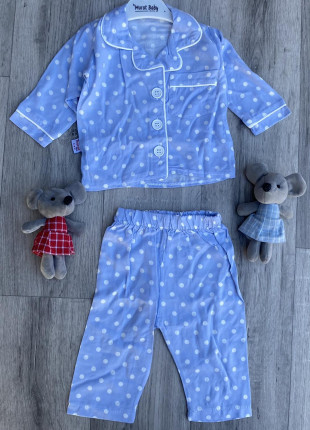 Піжама дитяча (сорочка + штанці) Murat Baby Горошок 68 см Блакитна