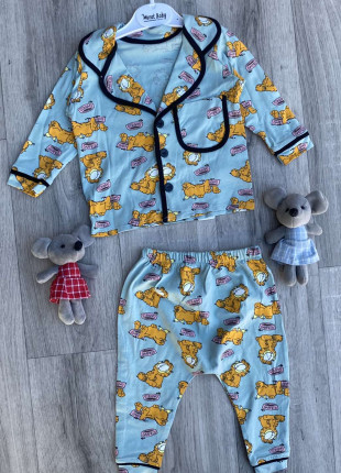 Піжама дитяча (сорочка + штанці) Murat Baby Гарфілд 74 см Бірюзова