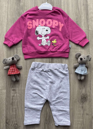 Комплект (світшот + штанці) Bebico Snoopy 68 см Малиновий/Сірий