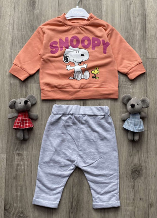 Комплект (світшот + штанці) Bebico Snoopy 68 см Персиковий/Сірий