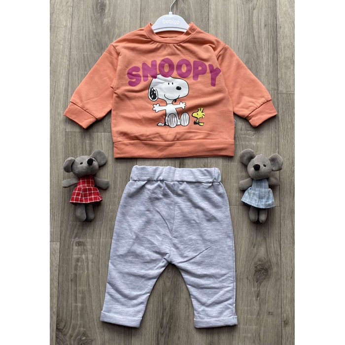 Комплект (світшот + штанці) Bebico Snoopy 68 см Персиковий/Сірий