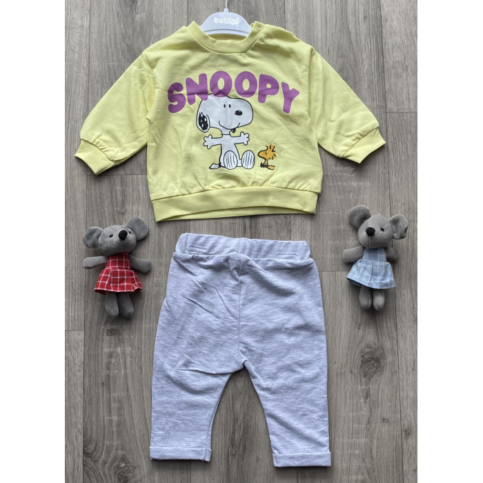 Комплект (світшот + штанці) Bebico Snoopy 68 см Жовтий/Сірий