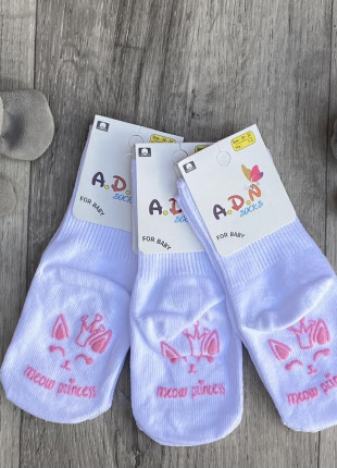 Шкарпетки дитячі ADN Meow Princess розмір 20-22 Білі 1 пара