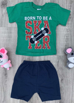 Комплект (футболка + шорти) Baby May's Skater 80 см Зелений/Темно-синій