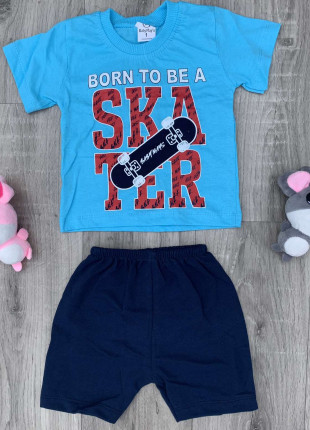 Комплект (футболка + шорти) BabyMay's Skater 92 см Блакитний/Темно-синій