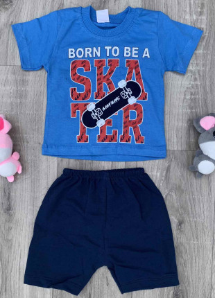 Комплект (футболка + шорти) BabyMay's Skater 80 см Синій/Темно-синій