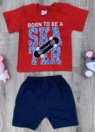 Комплект (футболка + шорти) BabyMay's Skater 92 см Червоний/Темно-синій