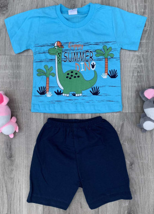 Комплект (футболка + шорти) BabyMay's Summer 92 см Блакитний/Темно-синій