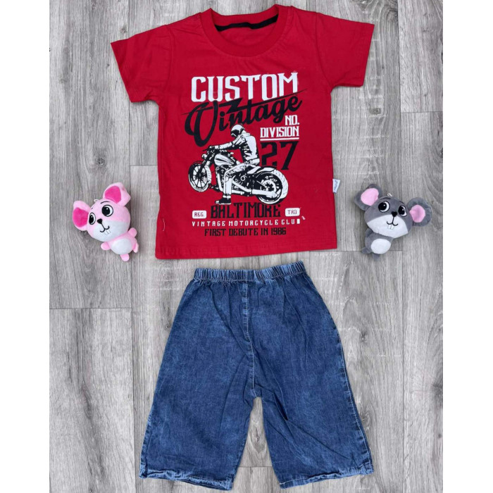 Комплект дитячий (футболка + шорти) Akira Custom Vintage 110 см Червоний/Темно-синій