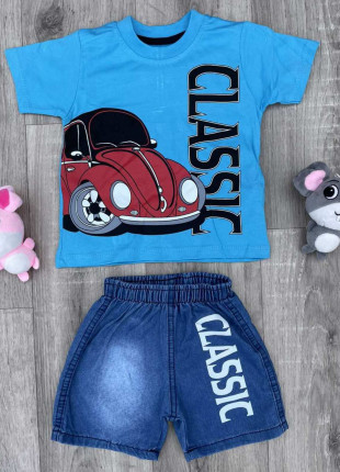 Комплект дитячий (футболка + шорти) E.K.Y Star Classic 92 см Блакитний/Темно-синій
