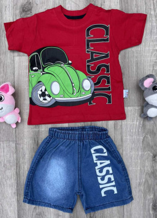 Комплект дитячий (футболка + шорти) E.K.Y Star Classic 80 см Червоний/Темно-синій