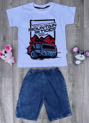 Комплект дитячий (футболка + шорти) Akira Mountain Ticer 110 см Білий/Темно-синій