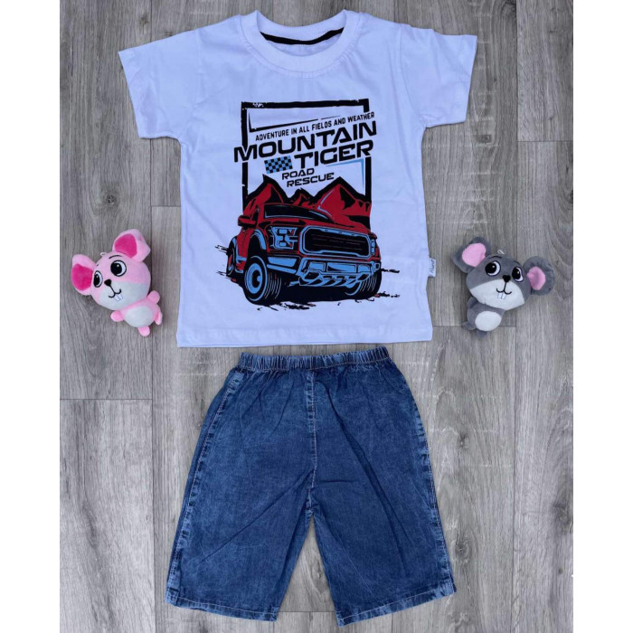 Комплект дитячий (футболка + шорти) Akira Mountain Ticer 110 см Білий/Темно-синій