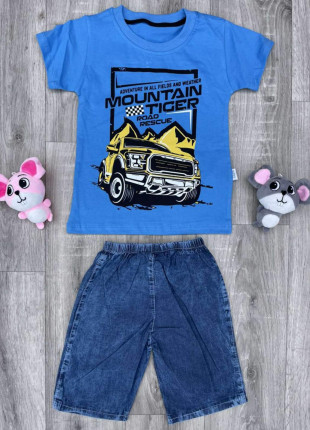 Комплект для хлопчика (футболка + шорти) Akira Mountain Ticer 5 років 110 см Синій/Темно-синій